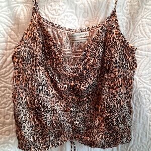Urban Outfitters Crop Top Large Brown Black Spagetti Strap Classic Casual